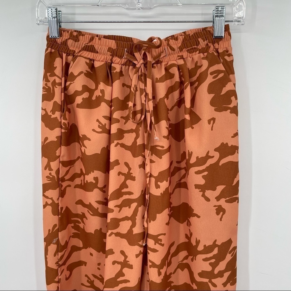 Burnt Orange Camo Print High Rise Cigarette Pants - Picture 3 of 12